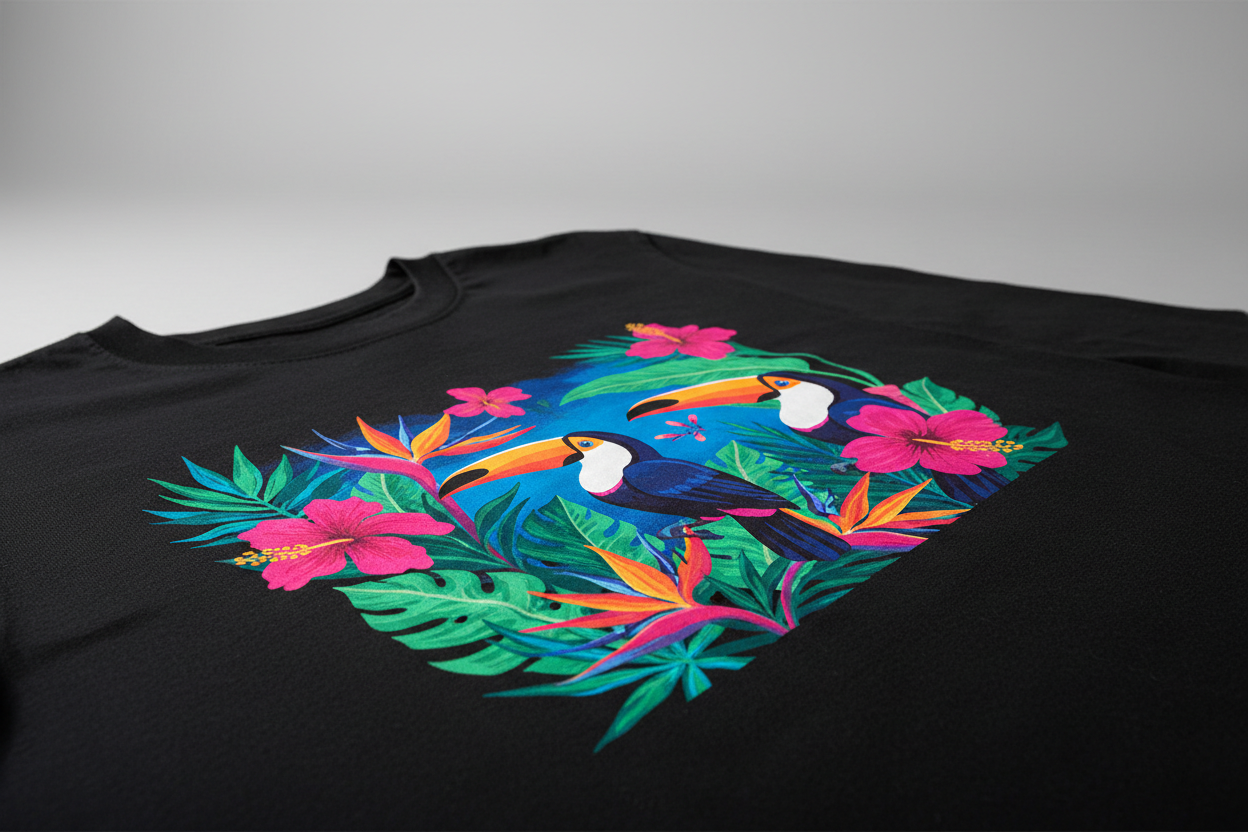 DTF Print on Black T-Shirt