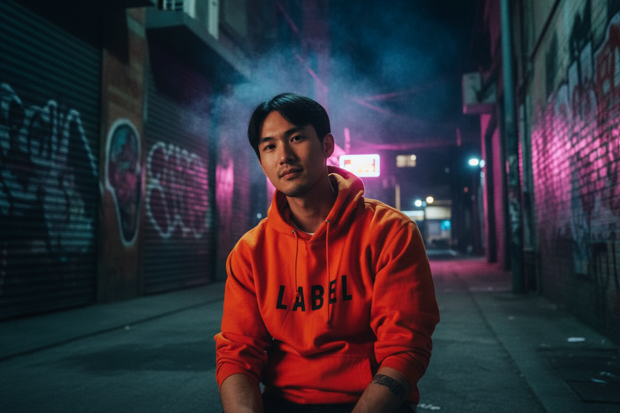 Malaysian Man Orange Hoodie Gangster Style