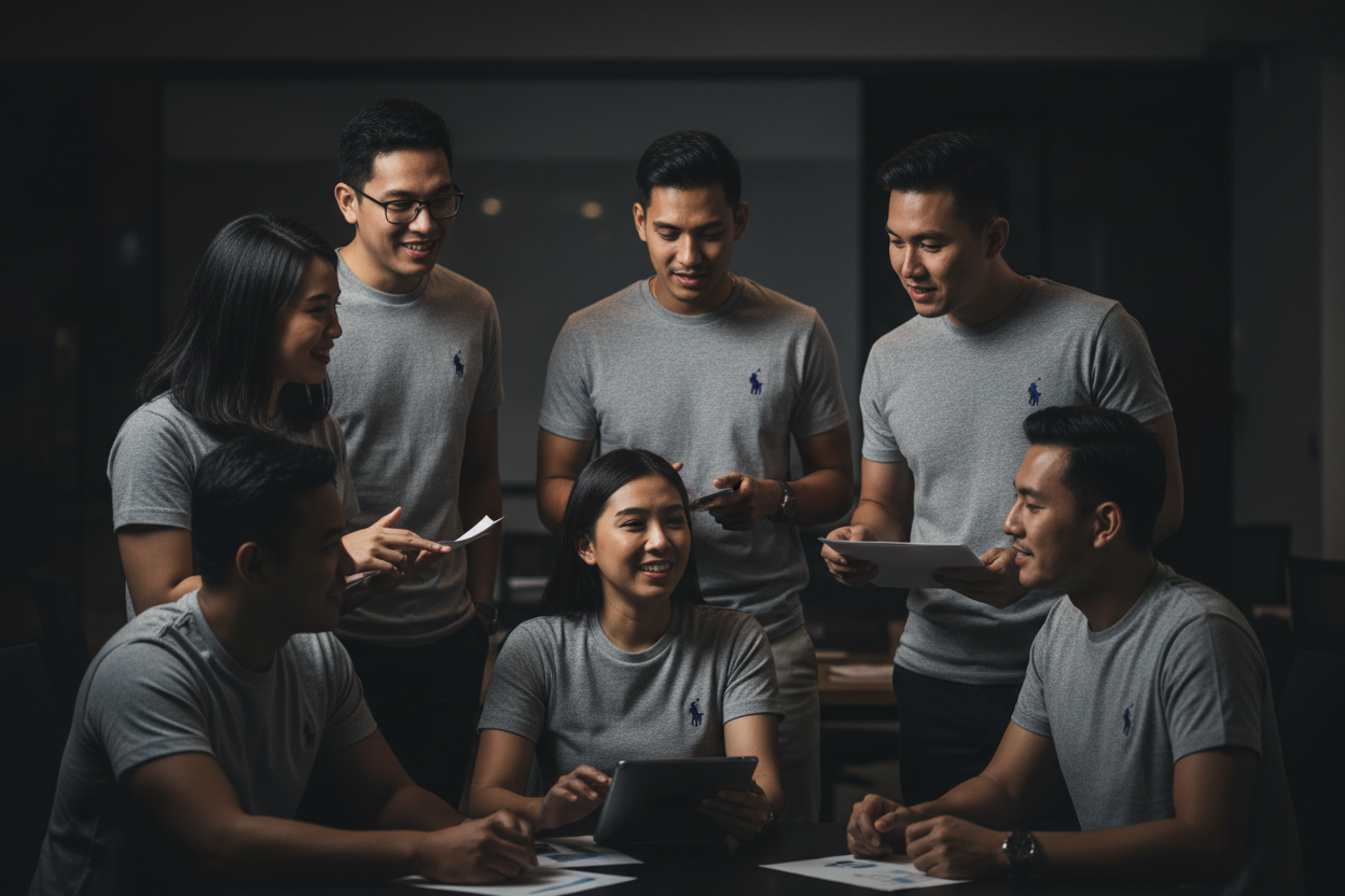 Malaysian Team Embroidery T-Shirt Dark Mode